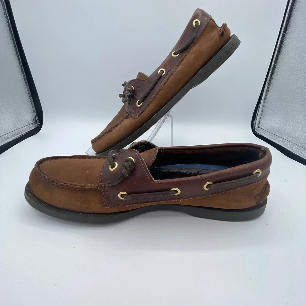Sperry Top-Sider Good Boat Shoe Mens 9 M Brown Leather 2-Eye Moccasin